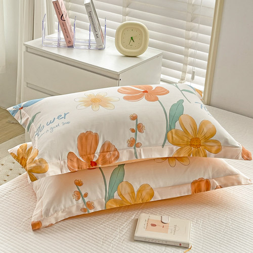 2025新款纯棉斜纹印花枕套装一对