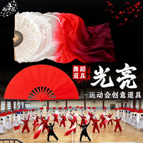 光亮舞蹈运动会创意道具长绸扇子