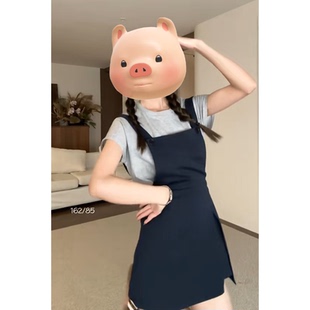 女装 夏装 夏季 搭配一整套轻熟今年流行时尚 学院风背带裙两件套装
