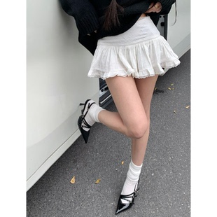 白色蕾絲花邊半身裙女春秋2025新款 高腰顯瘦芭蕾風(fēng)辣妹蛋糕短裙子