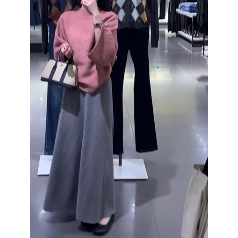 粉色半高领套头打底毛衣新款秋冬