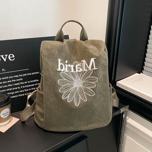 休闲复古大容量磨砂女式双肩包2026新款通勤百搭后背包学院风书包