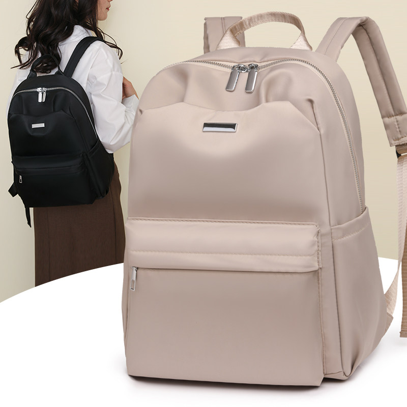 14寸双肩背包男大容量初高中大学生书包女简约帆布通勤电脑包情侣