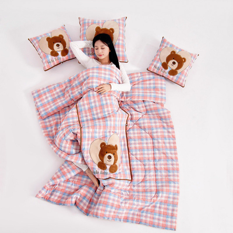 全棉抱枕被子两用加厚纯棉空调盖毯办公室午睡枕头汽车靠垫二合一