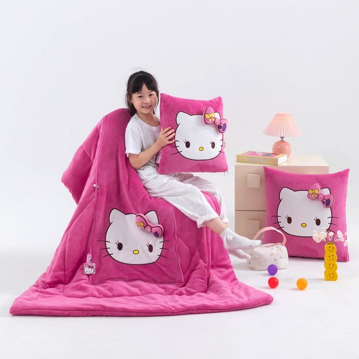 冬季牛奶绒加厚三丽鸥抱枕被子两用学生午睡办公室汽车靠垫枕毯子