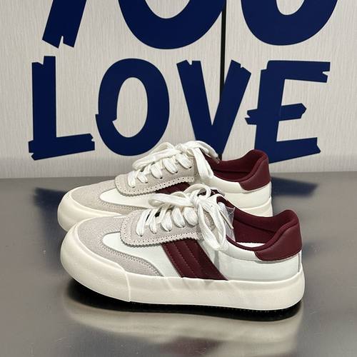 黑色厚底蓬蓬德训鞋女2025秋冬季新款板鞋ins时尚休闲运动小白鞋