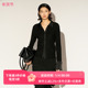 女袖 雪歌26春黑色翻领针织开衫 纽扣毛衣外搭显瘦XL111006A190