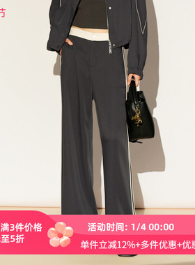 XG/雪歌26春新款阔腿裤女直筒显瘦休闲长裤垂感裤子XL102015A383