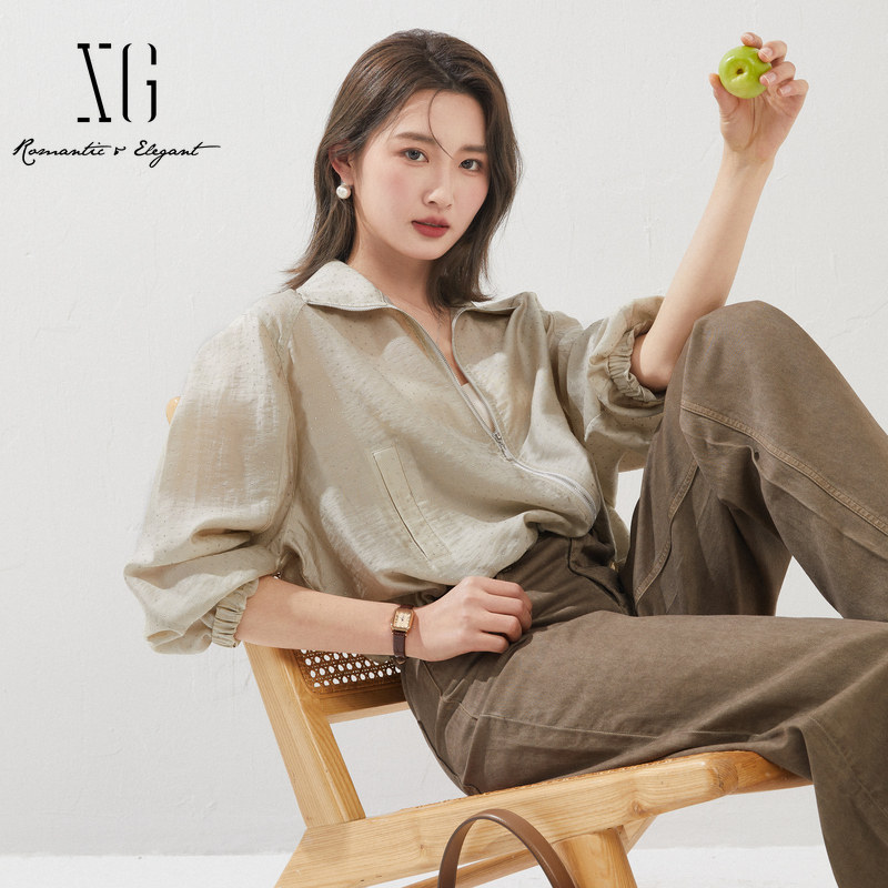 雪歌2024夏季新款钉珠点短款宽松简约薄款长袖外套女XK207598A840,女装/女士精品,短外套,淘宝优惠券,粉丝福利购,淘宝优惠卷