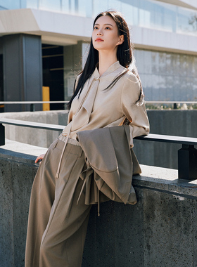 XG/雪歌26春新中式立领飘带雪纺衫女知性淑女风上衣XL121022A263