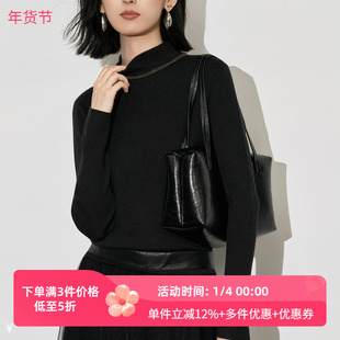 XG/雪歌2025年冬季新款百搭修身针织衫打底毛衣女XL411644A890