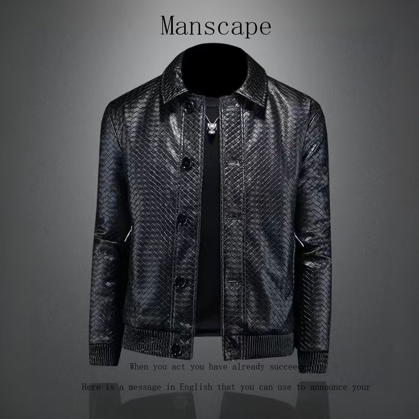 男士轻奢PU皮白鸭绒机车羽绒服