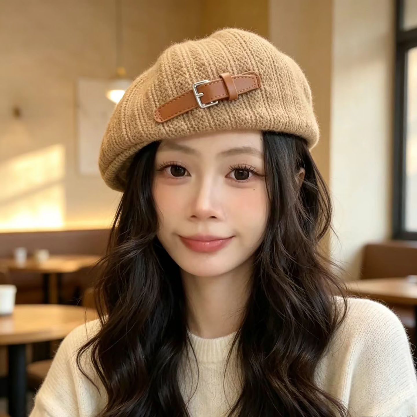 帽子女款2026新款韩版复古显脸小贝雷帽秋冬保暖针织百搭前进帽潮