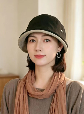 春秋季新款日系渔夫帽女精致休闲百搭显脸小出游户外遮阳小檐盆帽