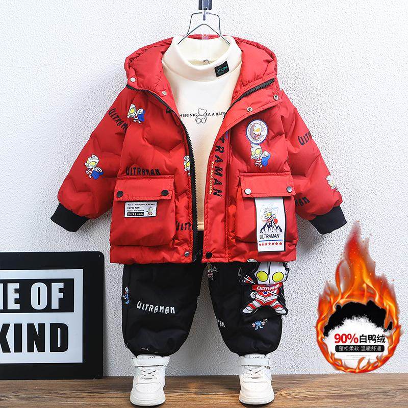 奥特曼男童羽绒服冬季2025新款男孩潮酷加厚90白鸭绒外套宝宝棉袄