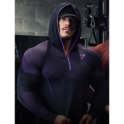 Gymshark Onyx 5.0 男紧身无缝连帽衫透气吸汗运动健身训练服上衣