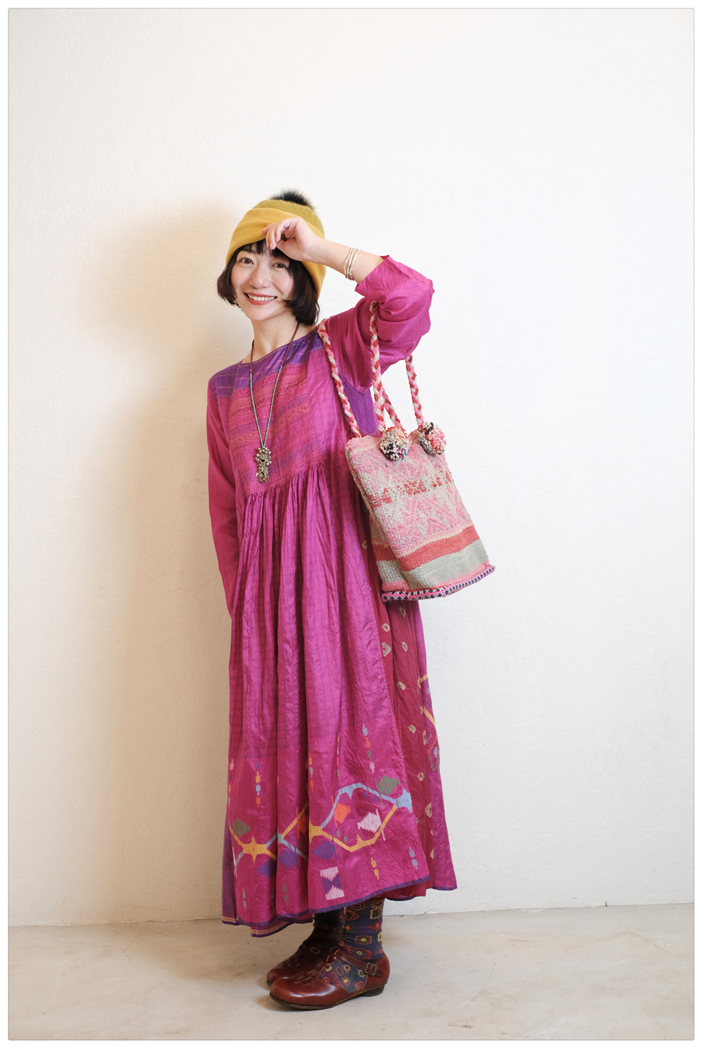 injiri正品授权.印度手纺真丝紫红色超美色彩显气色高档连