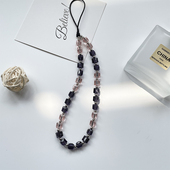 Novi2023新款 原创粉紫间色简约高级感水晶钥匙ccd相机手机挂链绳