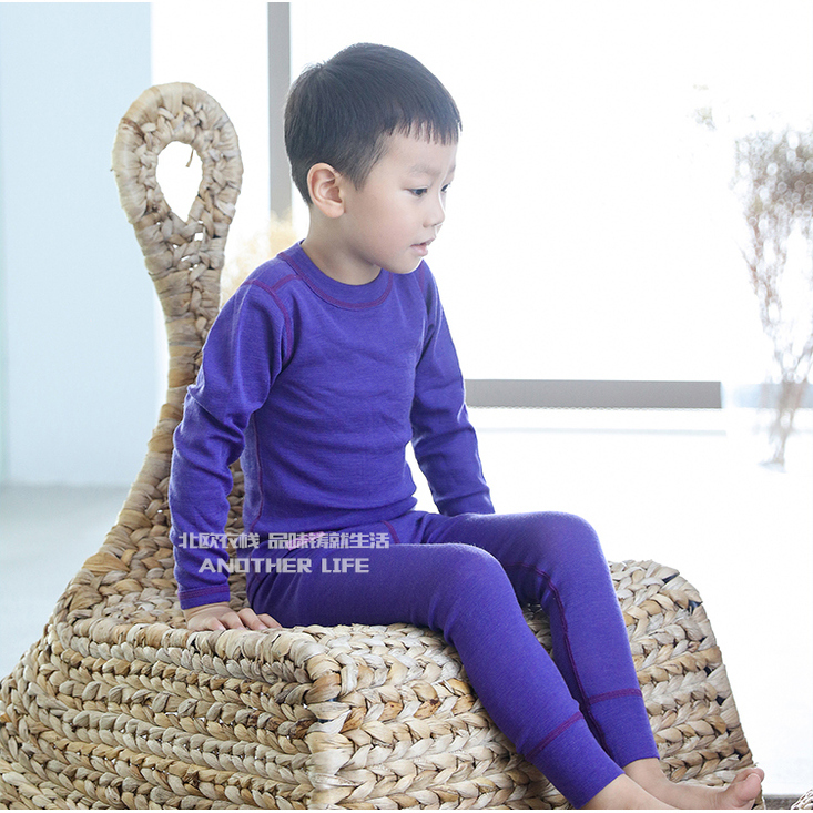 特价款美利奴羊毛儿童保暖内衣裤男/女童速干排汗单件薄款睡衣裤