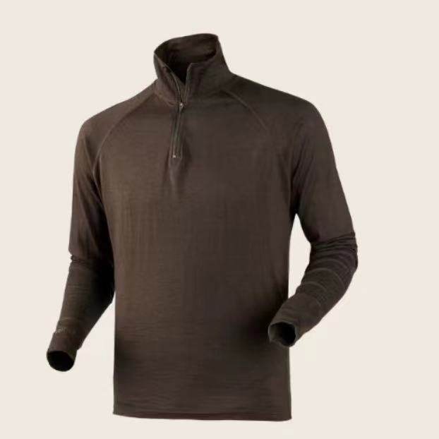 男士美利奴全羊毛半拉链打底衫