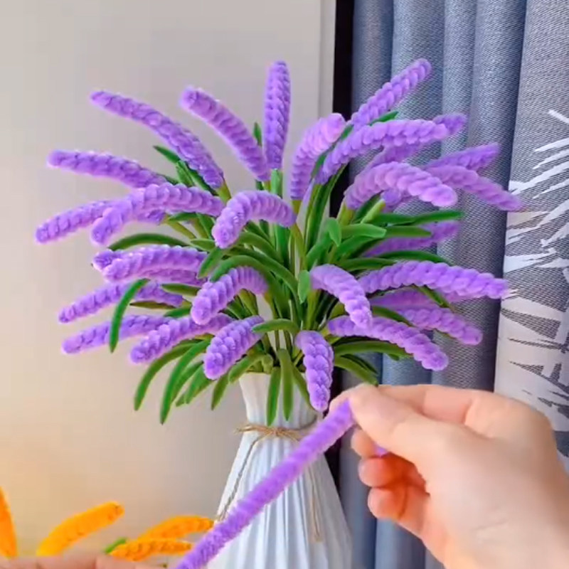 扭扭棒薰衣草DIY材料包手工制作仿真花束节日送礼免打胶稻穗装饰