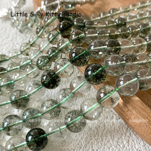 【明澈】冰种玻璃仿绿幽灵清透圆珠散珠diy串珠手链项链饰品材料