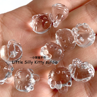 5个装 可爱亚克力透明猫头吊坠手工DIY串珠手链项链饰品配件材料