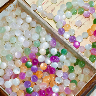 50颗光变树脂猫眼圆珠散珠diy手工串珠手链手机链钥匙链饰品配件