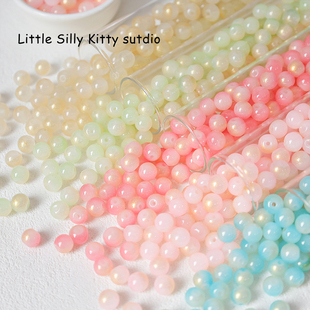 【金粉】8mm冰透色系仿玉珠子散珠diy手工串珠手链项链材料配件