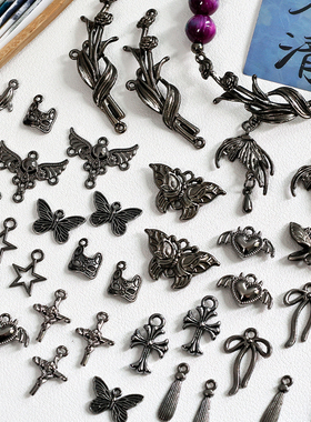 枪黑色配件5.0系列鱼尾半镯合金吊坠手工diy串珠手串手链饰品配件