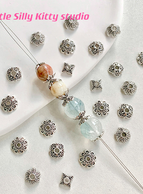 复古做旧合金古银花托隔片花帽珠托diy手工串珠手链项链材料配件