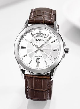 卡西欧手表男生简约指针商务手表休闲男士手表MTP-1381海外直邮