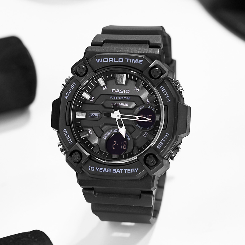 卡西欧CASIO黑武士学生运动防水男士电子手表 aeq120w海外直邮