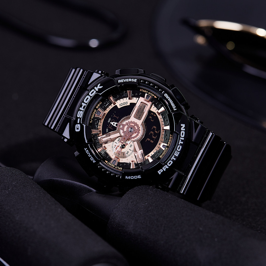 casio卡西欧手表男款学生g-shock玫瑰金正品运动手表ga-110mmc-1a