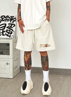 灰白色短裤男夏宽松百搭运动潮牌
