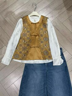 欧货新中式 外套气质蜀锦国风香云纱马甲