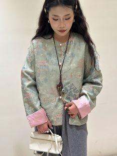 国风刺绣外套女 百搭圆领新中式 设计师品牌2025秋冬新款 时尚