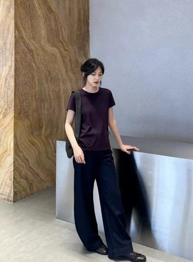 四季百搭T恤！特定质感亚麻短袖T2024夏季新款修身显瘦舒服有型