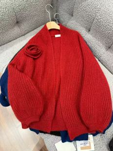 CJZP设计师品牌2025秋冬新款时尚百搭V领系扣山羊绒开衫女