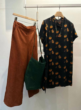 新中式国风盘扣印花连衣裙女2024夏季新款复古宽松显瘦旗袍裙子