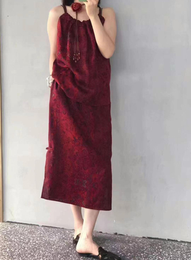 原创花罗香云纱新中式小吊带上衣夏国风桑蚕丝背心挂脖年轻款