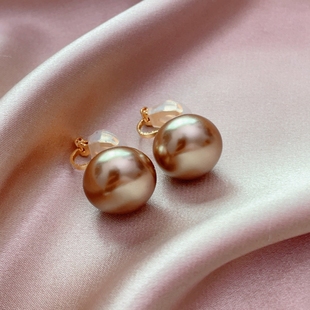 高颜值香槟色气质耳环205免打孔优雅复古珍珠夸张耳夹无耳洞耳钉