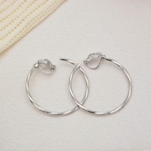 记忆细麻花银色可摇摆大耳圈个性独特欧美三角耳夹圆圈无耳洞耳环