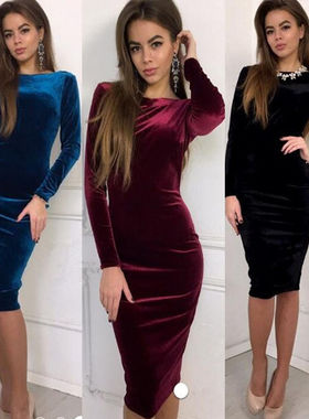 Fashion Women long dresses 紧身包臀连衣裙 платье