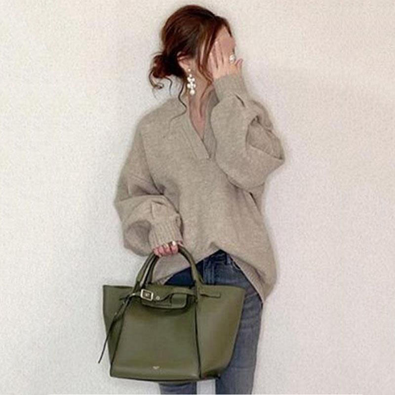 毛衣V领长袖羊毛打底衫 fashion female sweater сви́тер