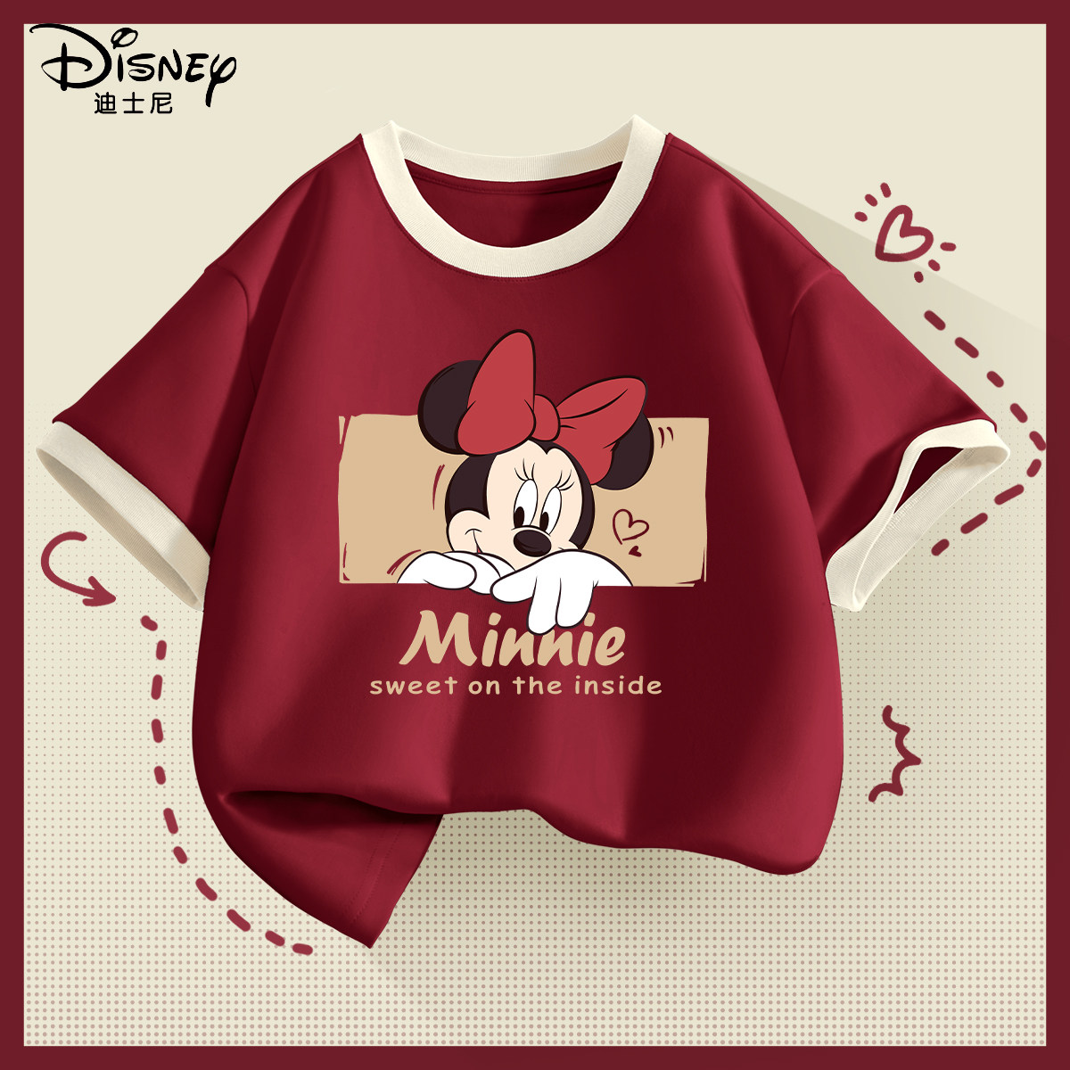 迪士尼女童短袖t恤夏季2026新款女孩纯棉半袖上衣洋气儿童夏装薄
