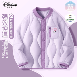 迪士尼女童加绒外套洋气时髦小女孩可爱休闲上衣儿童冬装紫色童装