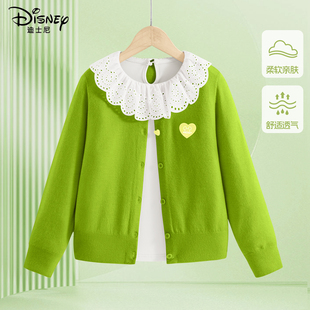 迪士尼女童外套春季2026新款春秋薄款10大童女孩洋气儿童春装毛衣