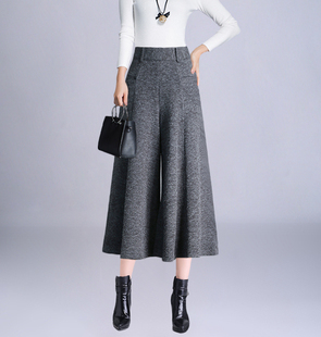 女九分裤 大脚甩裙裤 秋冬毛呢裤 高腰宽腿裤 宽松休闲2025冬季 阔腿裤