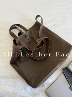 西在浙里|手工头层牛皮小众慵懒风托特包大容量通勤包单肩斜挎包